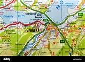 Road Map of Inverness, Scotland Stock Photo - Alamy