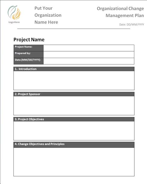 Free Change Management Plan Template Free Word Templates