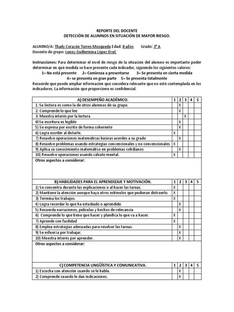 Reporte Del Docente Pdf Conceptos Psicologicos Evaluación