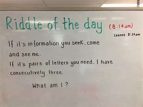 “riddle O The Day” Riddle Me This This On Our Office Whiteboard