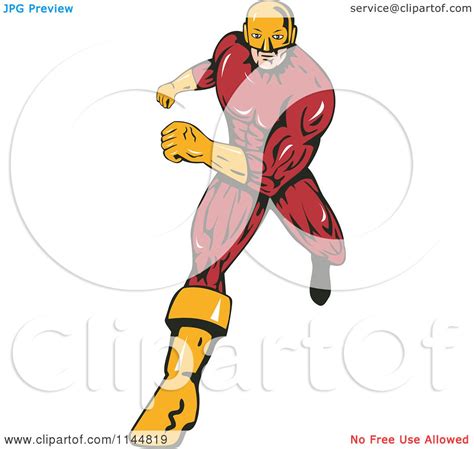 Clipart Of A Male Superhero Running 2 Royalty Free