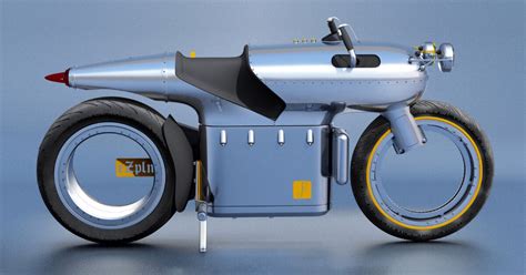 concept electric retro futuristic motorcycle ezpin rides away in aluminum steel