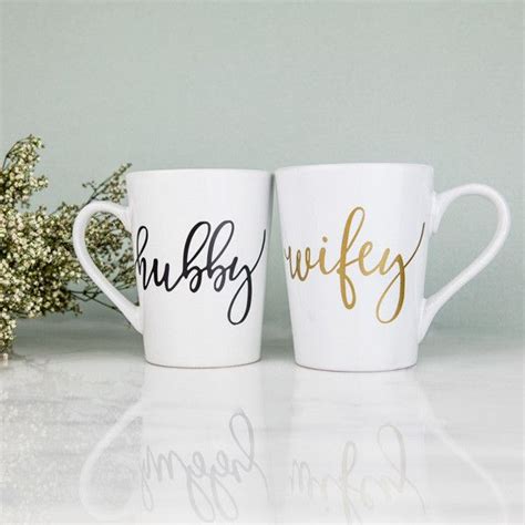 Hubby And Wifey Mug Set Mugs Bridal Ts Bridal Shower Ts