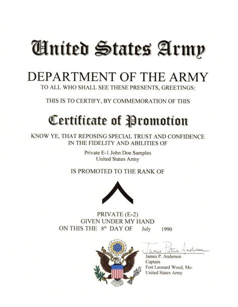 United States Army Nco Soldiers Creed Certificate Military