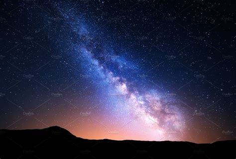 Night Landscape With Milky Way By Den Belitsky On Creativemarket Night