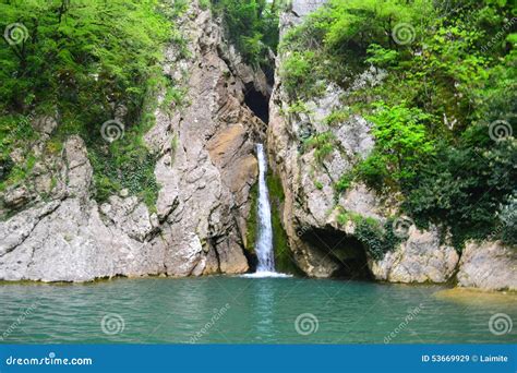 Agur Waterfall In Sochi Stock Image Image Of Agur Spring 53669929