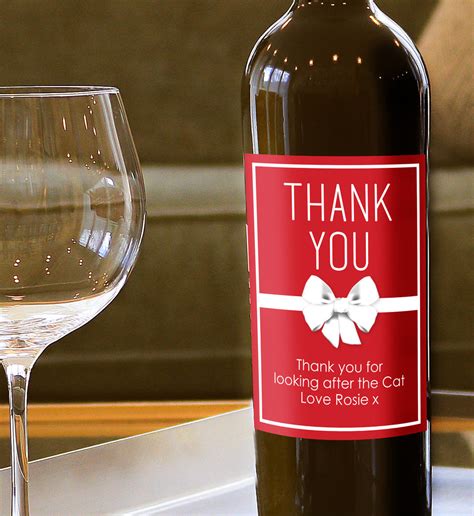 Personalised Thank You Wine Bottle Label Print My Words