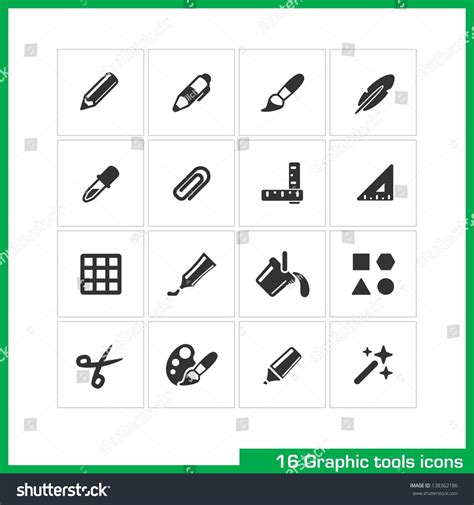 Graphic Tools Icon Set Vector Black Pictograms For Web
