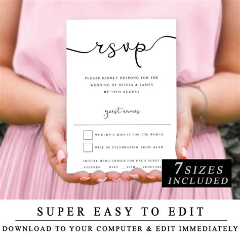 Wedding Rsvp Design In The One Style 7 Sizes To Etsy