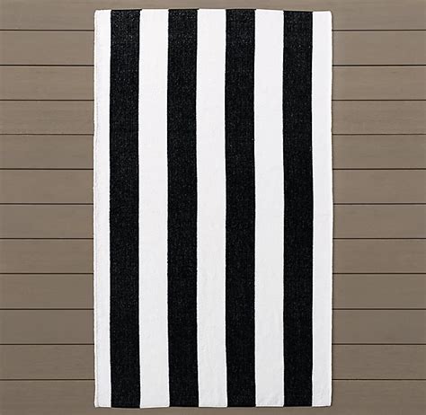 Cabana Stripe Beach Towel Black