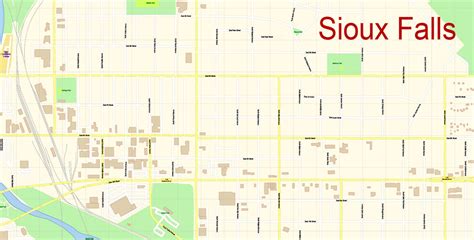 Sioux Falls South Dakota Pdf Map Vector Exact City Plan Detailed Street