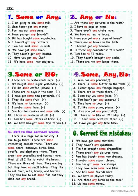 Some Any No English Esl Worksheets Pdf And Doc