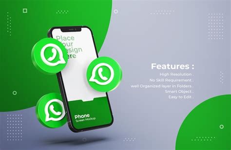 Premium Psd 3d Whatsapp Icons With Mobile Screen Mockup