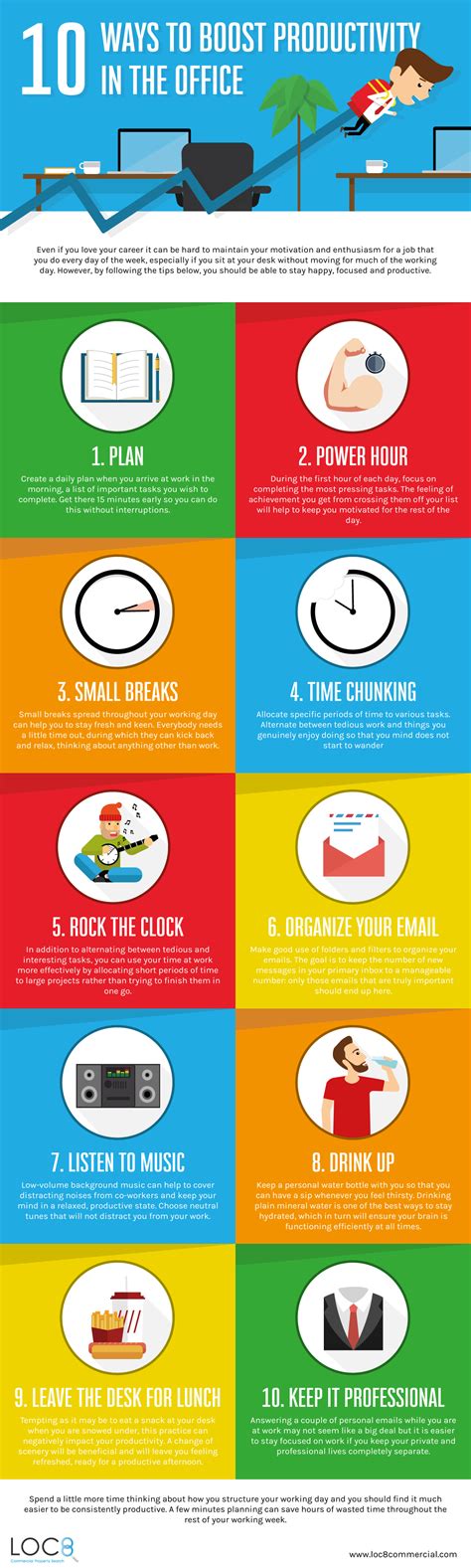 10 Ways To Boost Productivity In The Office Infograph
