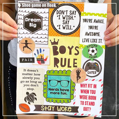 Vision Board Set For Boys Printables Affirmation Cards Kids Yoga