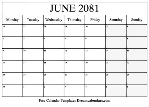 June 2081 Calendar Free Blank Printable With Holidays