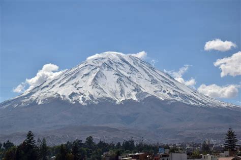 Snow Capped Volcano Mistii Arequipa Stock Photo Image Of Chilina