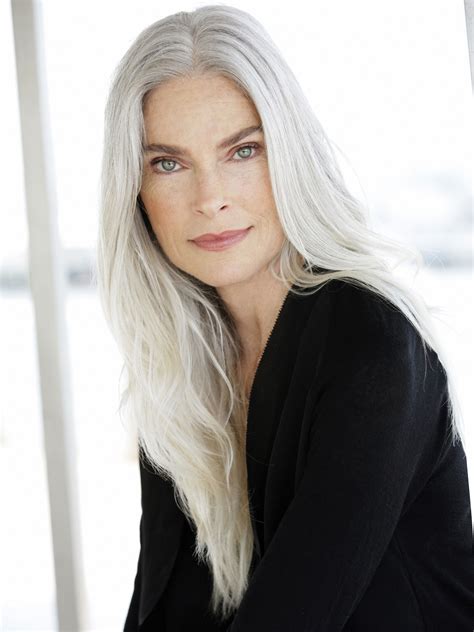 Roxanne Gould Silver Long Hair Ageless Black Cashmere Sweater Silver Haired Beauties Long