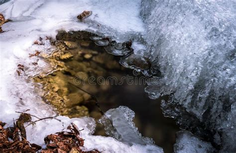 Frozen River With Beautiful Peace Of Ice Stock Image Image Of Snow