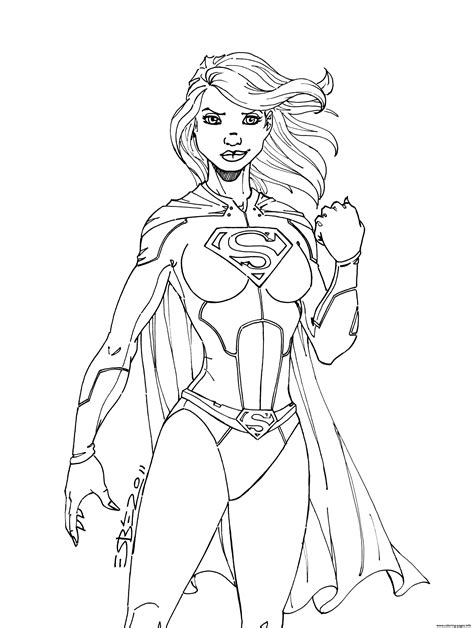 Print Superwoman Power Girl Coloring Pages Superhero