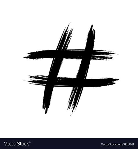 Hashtag Symbol Is Drawn With A Brush With Black Vector Image