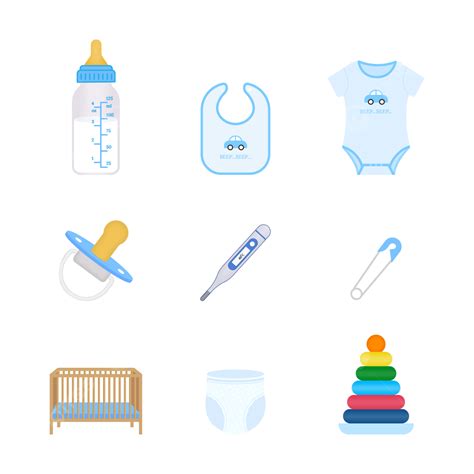 Gambar Set Ilustrasi Vektor Ikon Bayi Ikon Bayi Botol Susu Dot Bayi