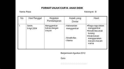 Contoh Format Penilaian Harian Tk Kurikulum 2013 Paud Jateng Dunia Sosial