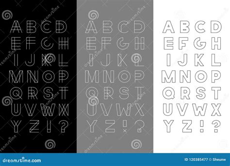 Vector Set Of Three Trendy English Alphabets Minimalistic Modern