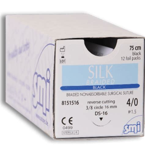 40 Silk Braided Suture Black 75cm