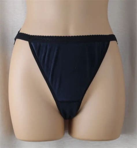 VINTAGE VICTORIA S SECRET Black String Bikini Panties Size M 24 31