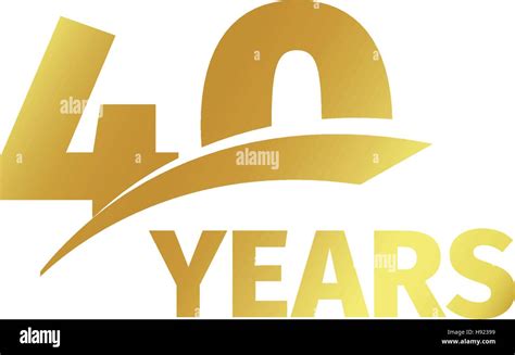 40º Aniversario De Oro Abstractos Aislados Logotipo Sobre Fondo Blanco