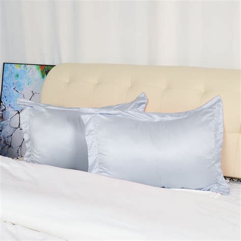 Satin Pillowcase Standard Size Pillow Shams Set Of 2 Silky Sateen