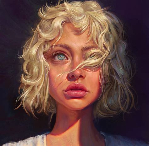 Dark Background Illustration Digital Art Mandy Jurgens Blonde Hair
