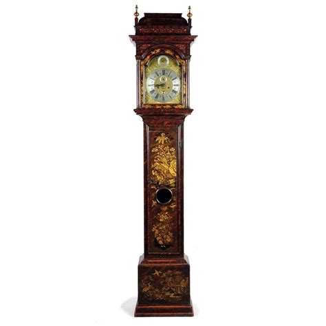 Queen Anne Red Japanned Tortoiseshell Longcase Clock By Benjamin