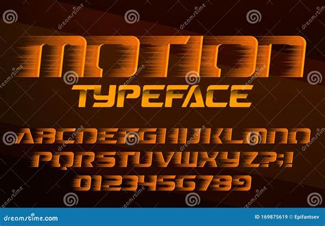 Motion Alphabet Font Fast Speed Effect Letters And Numbers Stock