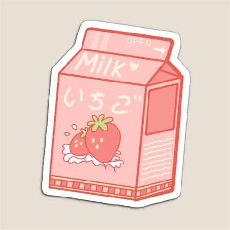 Japanese Cute Aesthetic Strawberry Milk Magnet By Chen05 In 2021