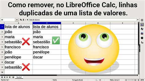 Removendo Valores Duplicados De Uma Lista Com O Libreoffice Calc Youtube