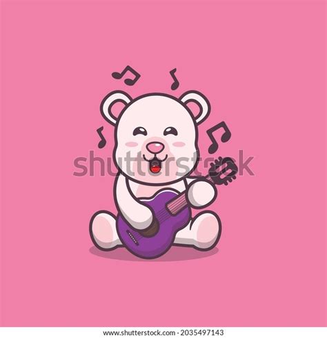 Cute Polar Bear Playing Guitar Cute Stock Vector Royalty Free