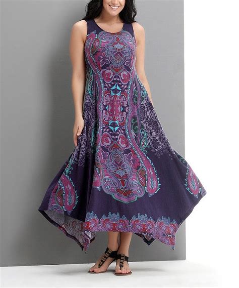 Look At This Purple Paisley Sleeveless Handkerchief Maxi Dress Plus