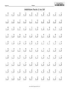This worksheet can be laminated and used repeatedly with a dry 100 problems to practice addition facts math worksheets ...