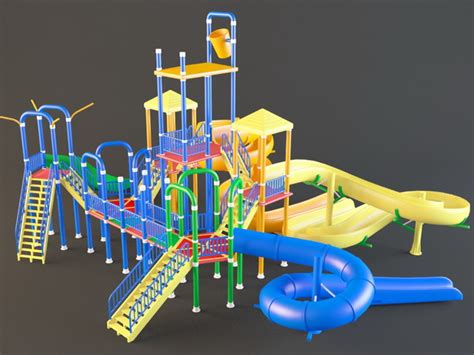 Outdoor Plastic Playground Slides 3d Model 3d Studio3ds Max Files Free
