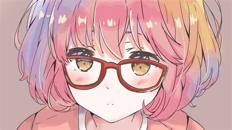 Kyoukai No Kanata Kuriyama Mirai Anime Girls Glasses Face Short Hair Brunette Wallpaper