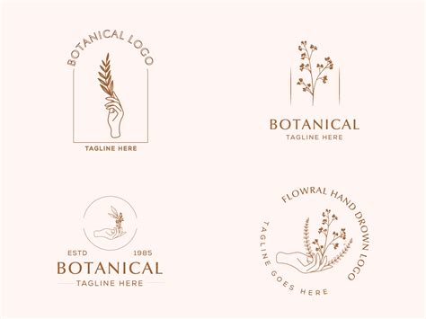 Floral Element Botanical Hand Drawn Logo With Wild Flower By Branding