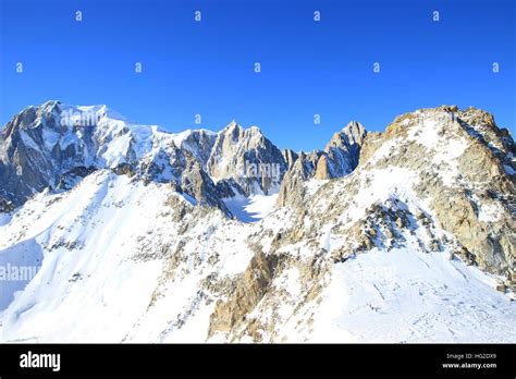 Mont Blanc The Highest Peak In Alps On Italy France Border Winter