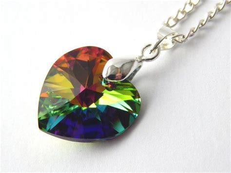 Rainbow Crystal Swarovski Heart Necklace By Bitsandbojangles With
