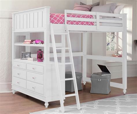 1045 Full Size Loft Bed Lakehouse Collection White Finish Ne Kids