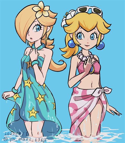 Beach Peach And Rosalina R Mushroomkingdomwaifus