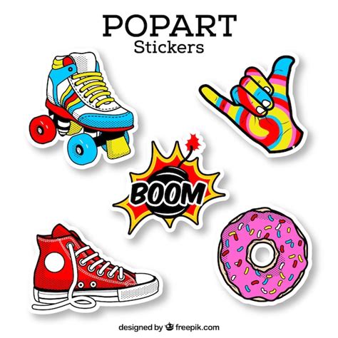 Colorful Set Of Retro Stickers Free Vector