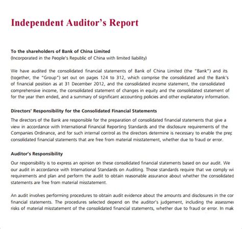 Sample Audit Report 6 Documents In Pdf