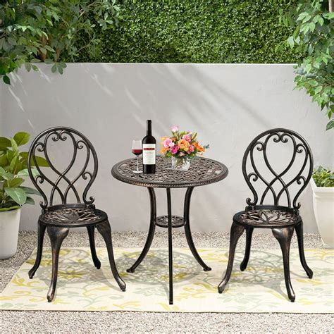 Cobana 3 Piece Outdoor Bistro Set All Weather Cast Aluminum Patio